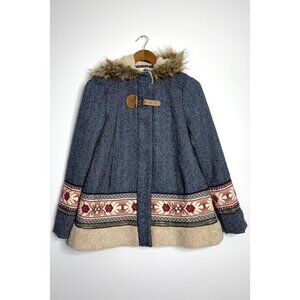 ELEVENSES Northerner Swing Coat Faux Fur Collar size XS